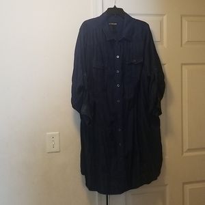 Dark wash jean dress with foldable sleeves